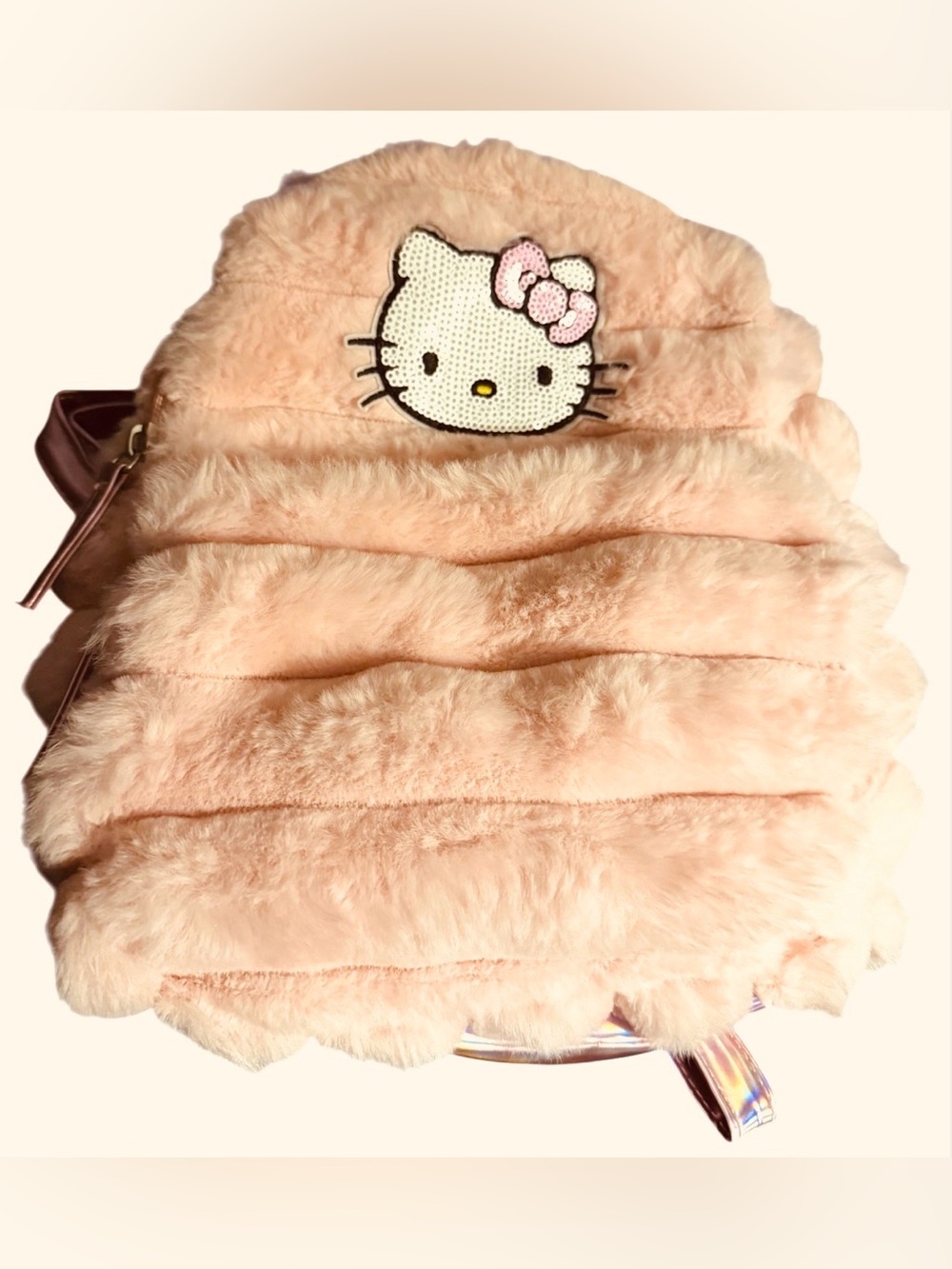 RARE Hello Kitty like new small backpack pink plush faux fur book bag school bag